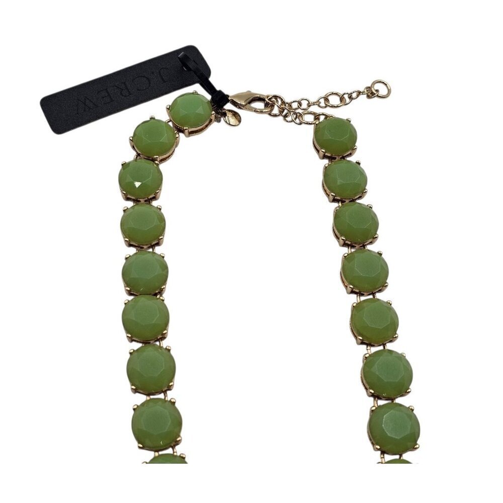 New - J. Crew 17” Long Crystal Resin Green Statement Necklace - Picture 5 of 8